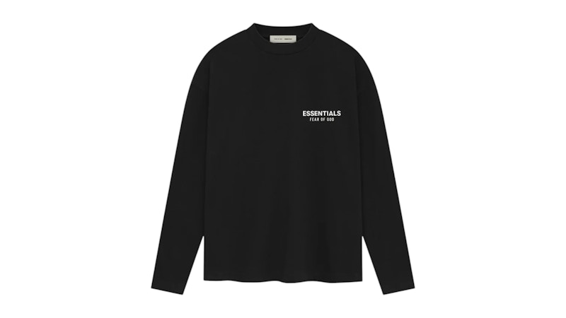 Pre-owned Fear Of God Men's Essentials Classic Fit Long Sleeve T-shirt In Jet Black