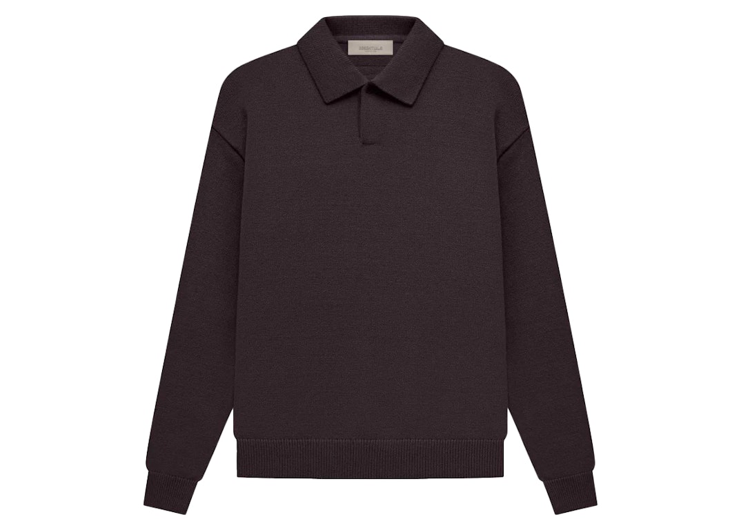Pre-owned Fear Of God Essentials Knit Ls Polo Plum