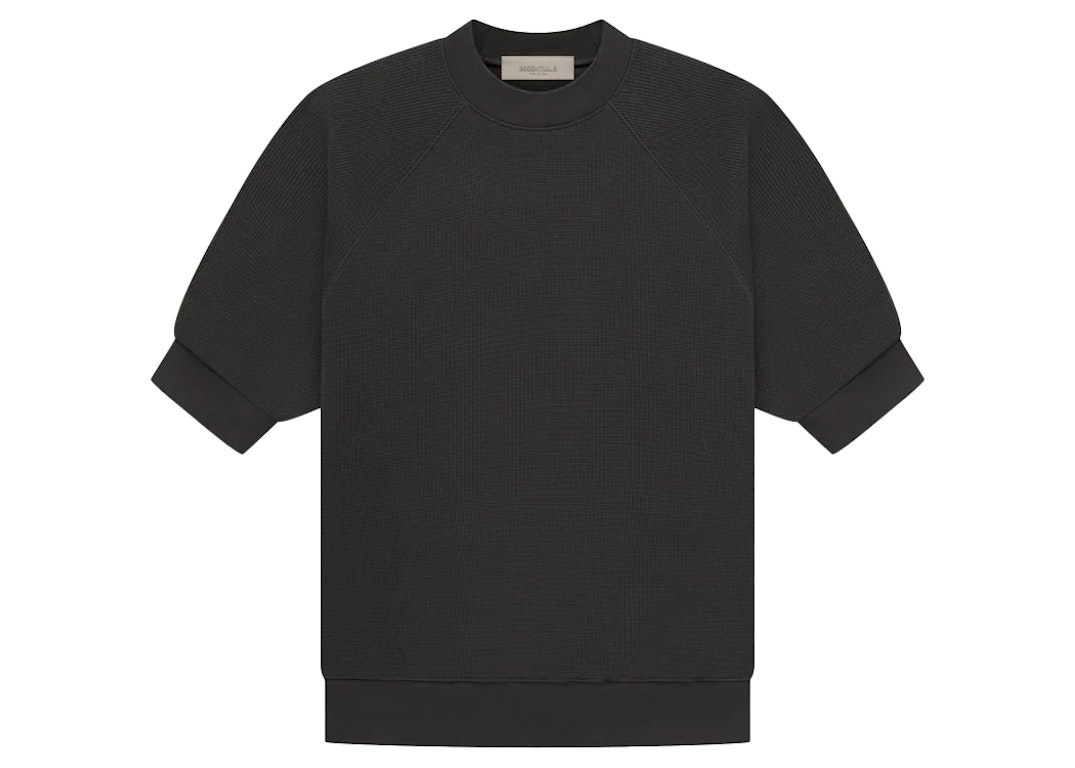 Pre-owned Fear Of God Essentials Ss Waffle Sweatshirt Off Black
