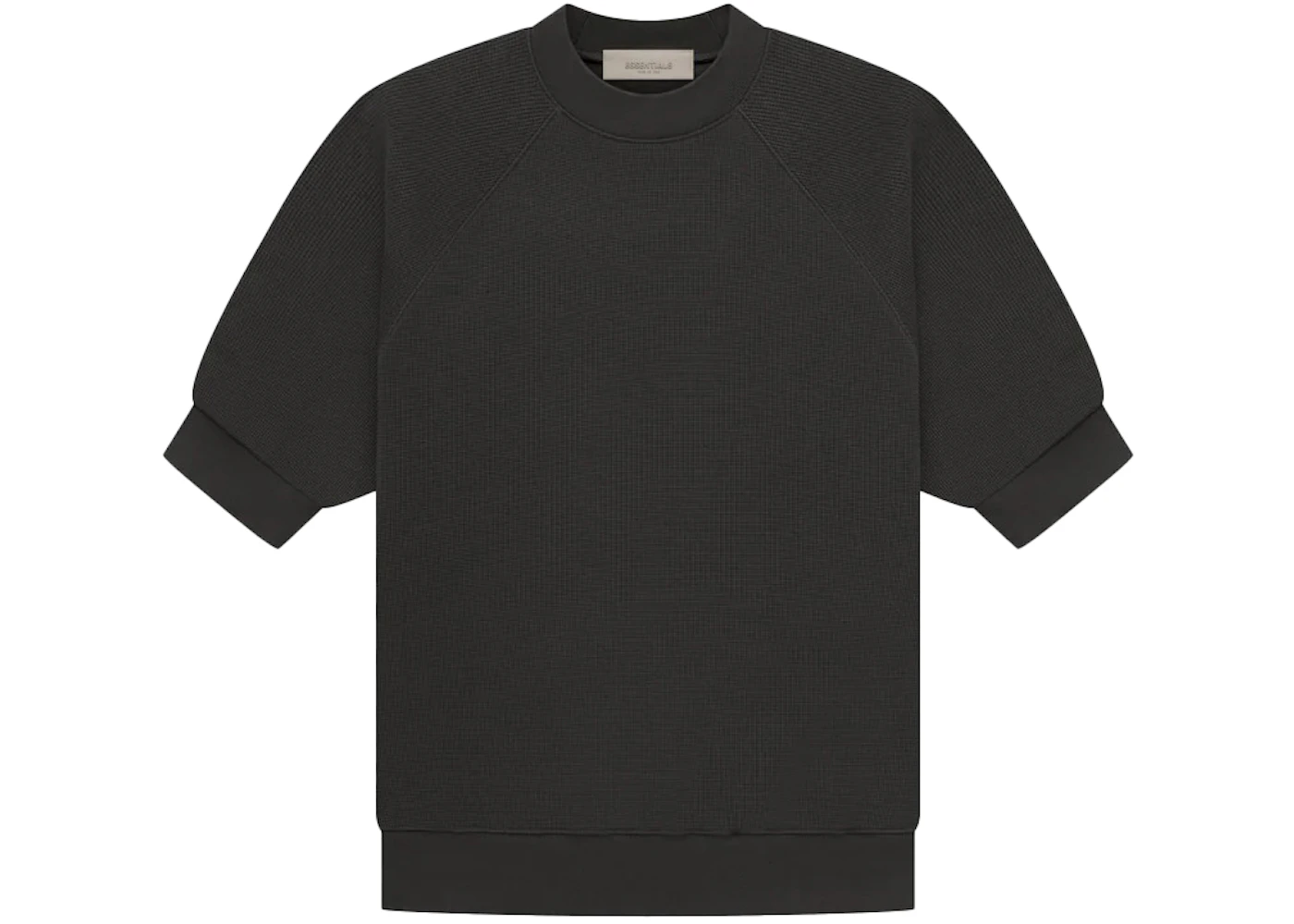 Fear of God Essentials SS Waffle Sweatshirt Off Black Men's - SS23 - US