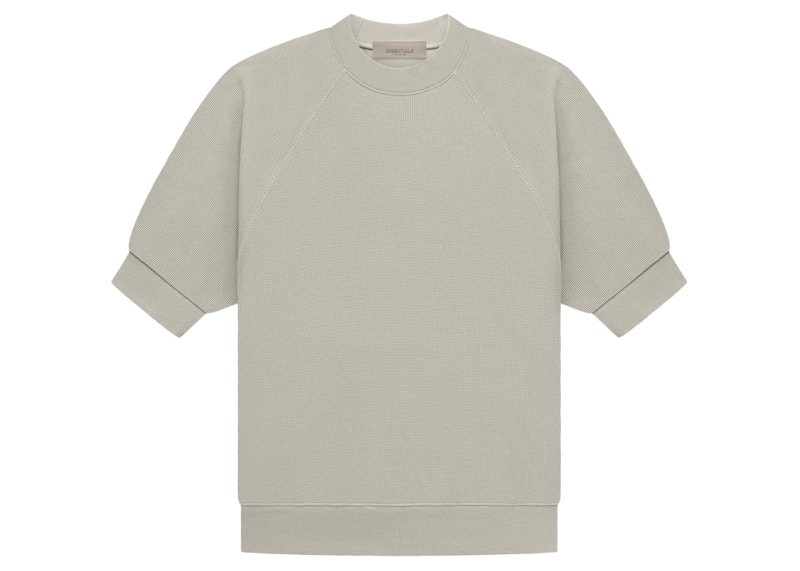 Pre-owned Fear Of God Men's Eshort Sleeveentials Short Sleeve Waffle Sweatshirt In Seal