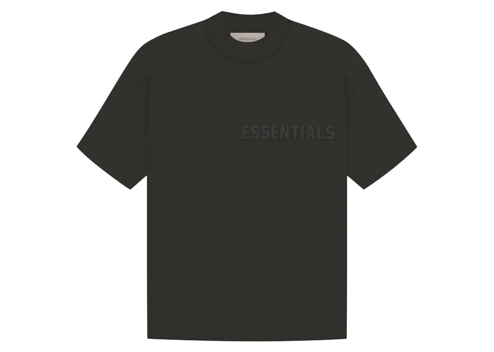 FEAR OF GOD ESSENTIALS 2023SS SS Tee Off Black エッセンシャルズ ショートスリーブTシャツ オフブラック 半袖カットソー シリコンロゴ オリーブブラック サイズXS【230325】【新古品】【me04】