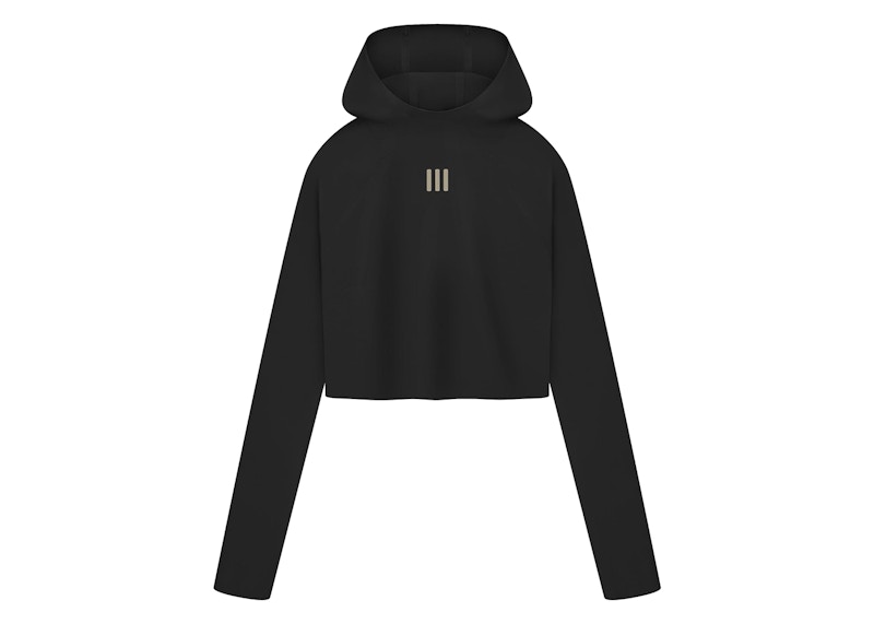 Pre-owned Fear Of God Athletics Womens Base Layer Crop Hoodie In Black