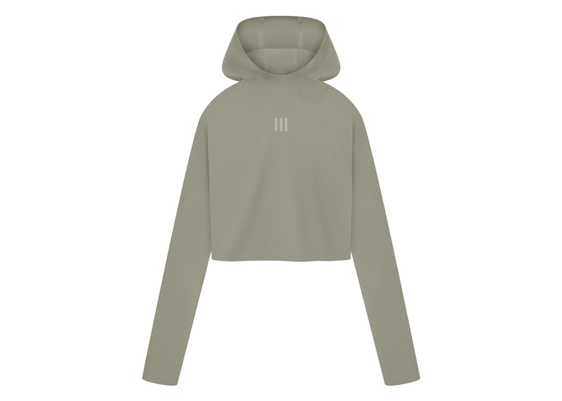 Pre-owned Fear Of God Athletics Womens Base Layer Crop Hoodie In Clay In Brown