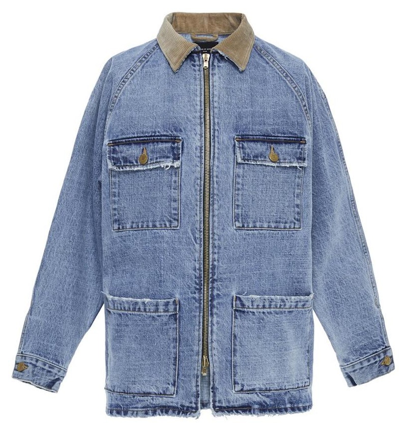 FEAR OF GOD Corduroy Collar Denim Long Jacket Vintage Indigo