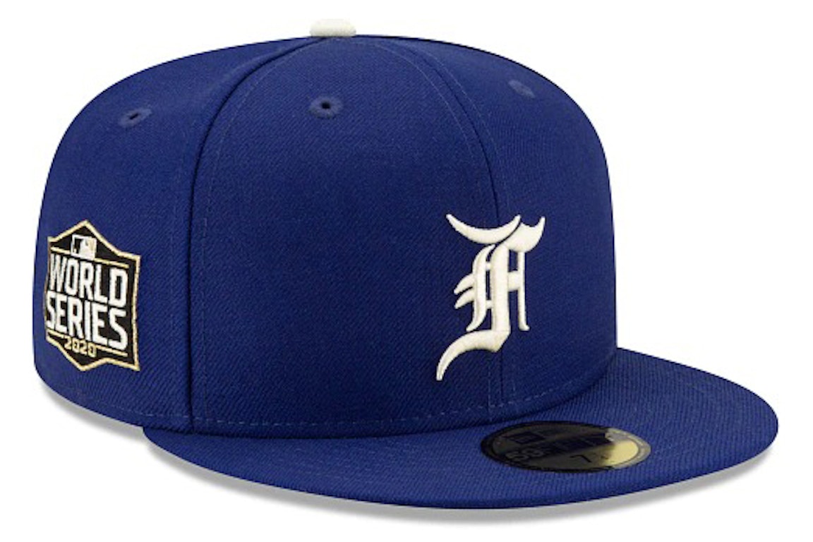 Pre-owned Fear Of God Essentials New Era 59fifty 2020 World Series Patch Fitted Hat (fw21) Dark Royal