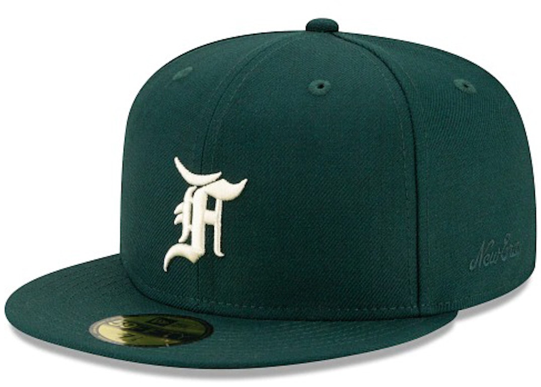 Pre-owned Fear Of God Essentials New Era Exclusive 59fifty Fitted Hat (fw21) Green
