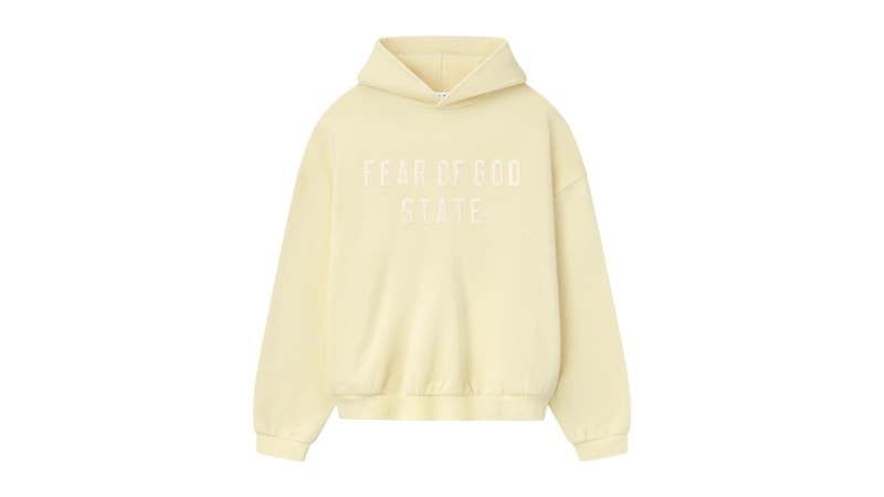 Pre-owned Fear Of God Men's Essentials 90's Fleece Hoodie In Garden Yellow