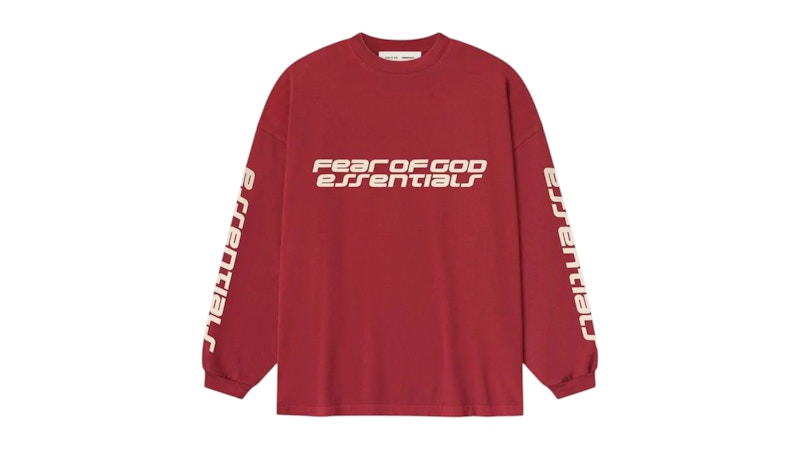 Fear of God Essentials 90's Long Sleeve Tee Crimson Men's - FW25 - US