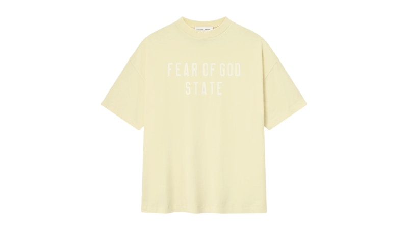 Pre-owned Fear Of God Men's Essentials 90's Tee Shirt In Garden Yellow