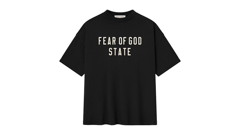 Pre-owned Fear Of God Men's Essentials 90's Tee Shirt In Jet Black