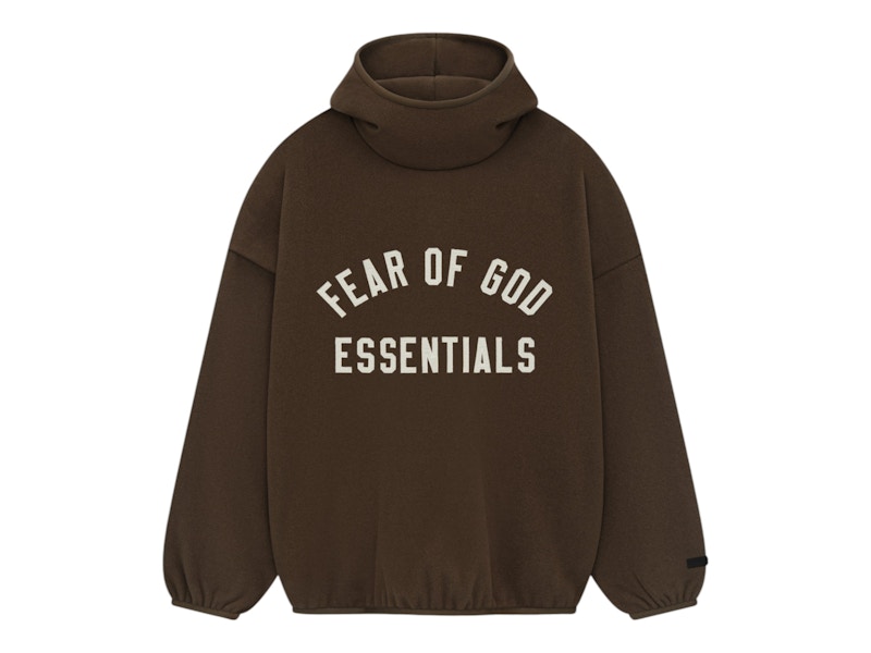 Pre-owned Fear Of God Men's  Essentials Brushed Hoodie In Brown