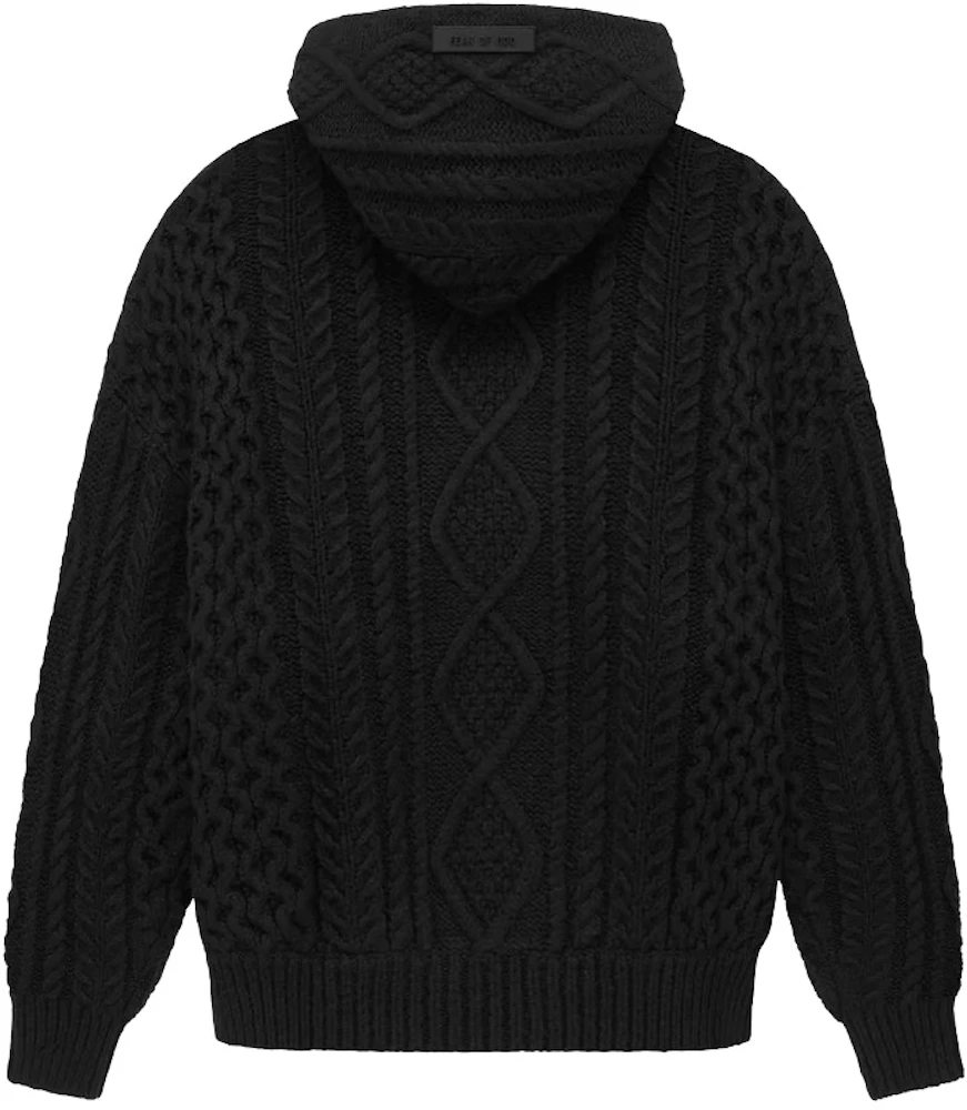 Fear of God Essentials Cable Knit Hoodie Black Men's - SS23 - US