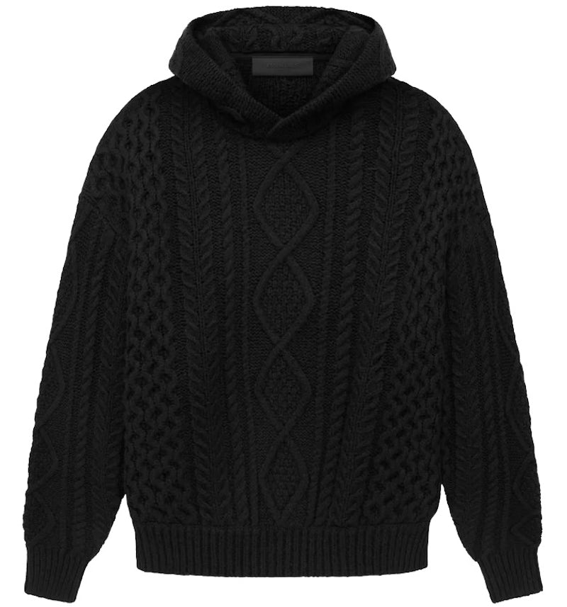 Fear of God Essentials Cable Knit Hoodie Black Men's SS23 US