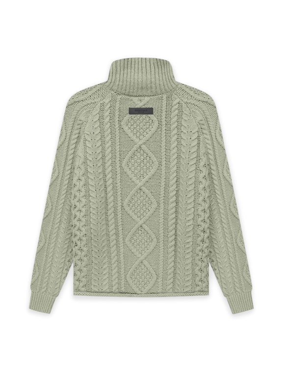 Pre-owned Fear Of God Essentials Cable Knit Turtleneck Seafoam