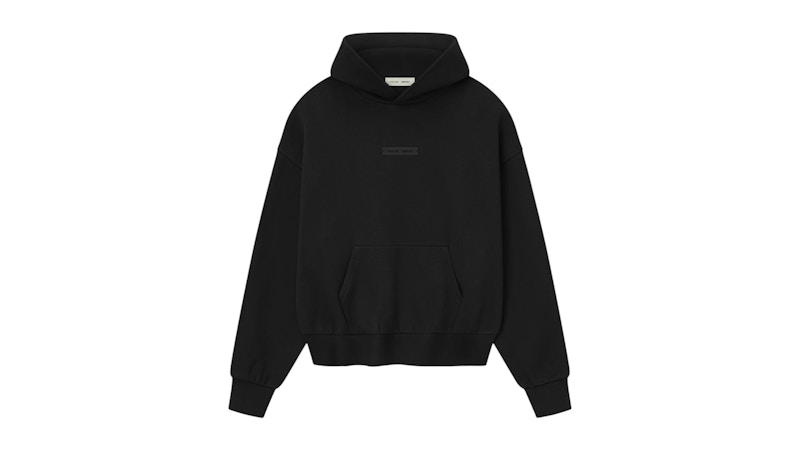Pre-owned Fear Of God Men's Essentials Classic Fleece Hoodie In Jet Black