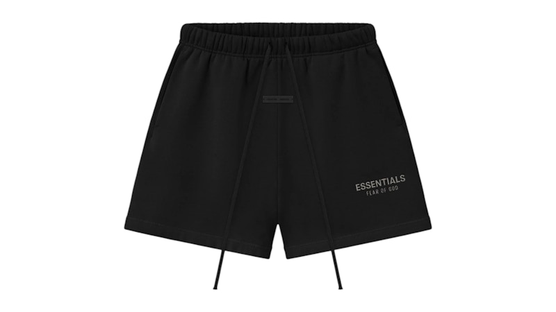 Pre-owned Fear Of God Men's  Essentials Classic Fleece Sweatshort In Jet Black