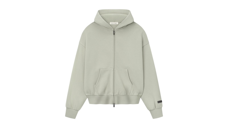 Pre-owned Fear Of God Men's Essentials Classic Fleece Zipup Hoodie In Abbey Stone In Gray