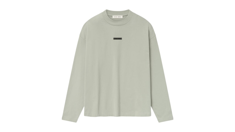 Pre-owned Fear Of God Men's Essentials Classic Long Sleeve Tee Shirt In Abbey Stone In Gray
