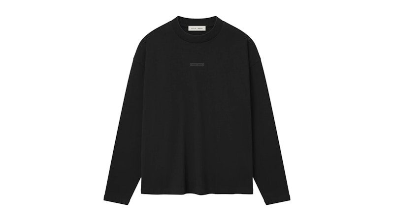 Pre-owned Fear Of God Men's Essentials Classic Long Sleeve Tee Shirt (fw25) In Jet Black