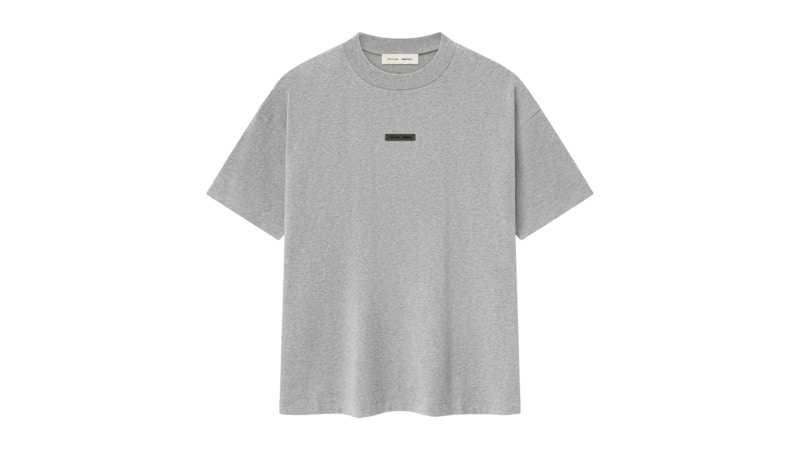 Pre-owned Fear Of God Men's Essentials Classic Tee Shirt In Concrete Heather