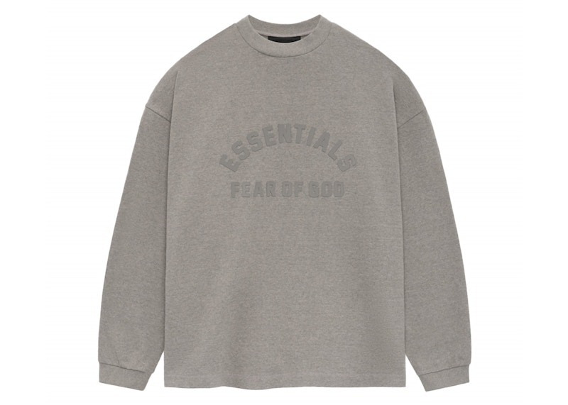Pre-owned Fear Of God Men's Essentials Core Collection Heavy Long Sleeve Tee Shirt In Heather Grey In Gray