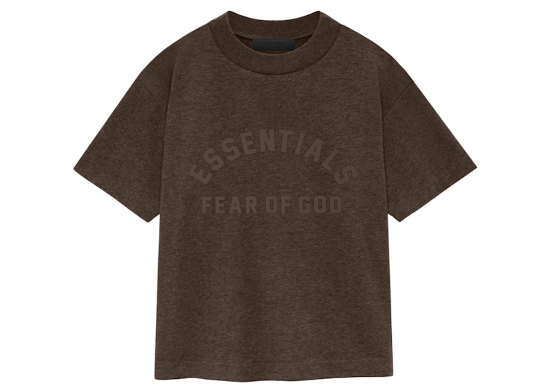 Pre-owned Fear Of God Essentials Core Collection Kids Essentials Core Collection Short Sleeve Tee Shirt In Heather Wood