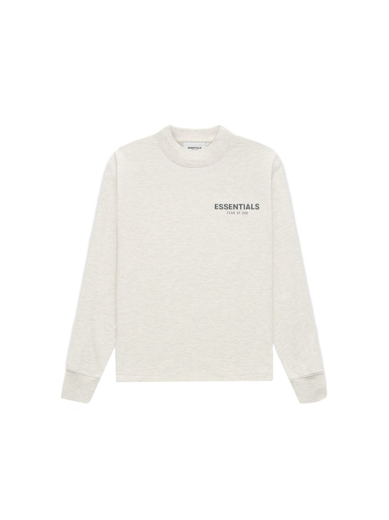 Pre-owned Fear Of God Essentials Core Collection Kids Long Sleeve T-shirt In Light Heather Oatmeal In Brown