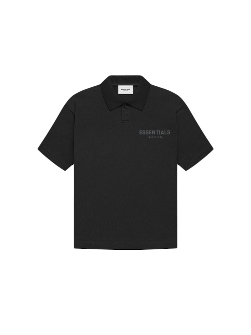 Pre-owned Fear Of God Essentials Core Collection Kids Polo Shirt In Stretch Limo In Black