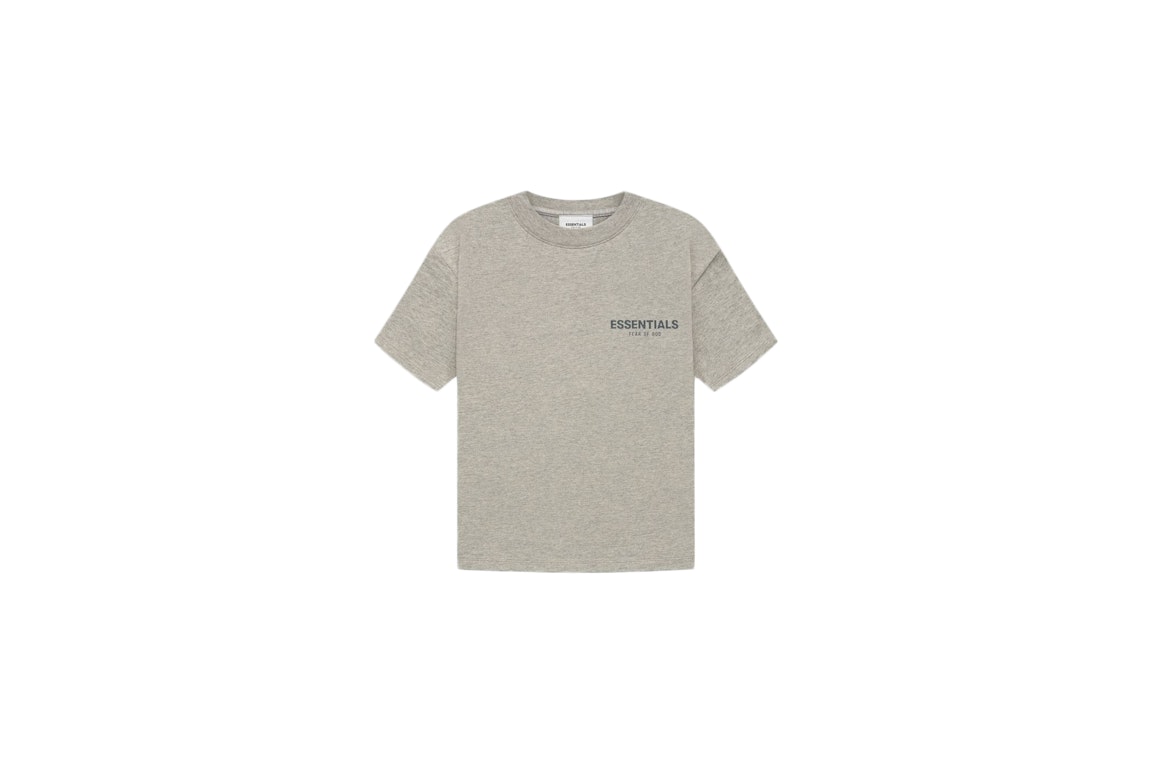 Pre-owned Fear Of God Essentials Core Collection Kids T-shirt Dark Heather Oatmeal