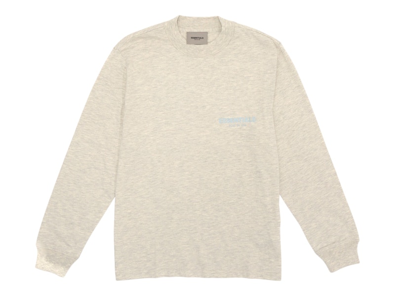 Pre-owned Fear Of God Men's Essentials Core Collection Long Sleeve T-shirt In Light Heather Oatmeal In Brown