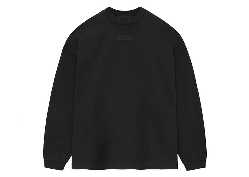 Pre-owned Fear Of God Men's Essentials Core Collection Long Sleeve Tee Shirt In Black