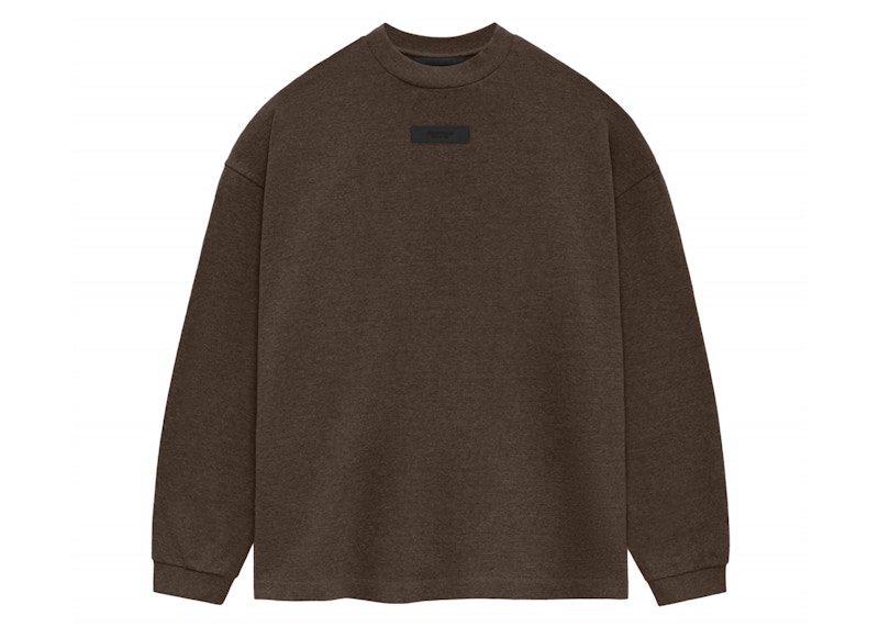 Pre-owned Fear Of God Men's Essentials Core Collection Long Sleeve Tee Shirt In Heather Wood
