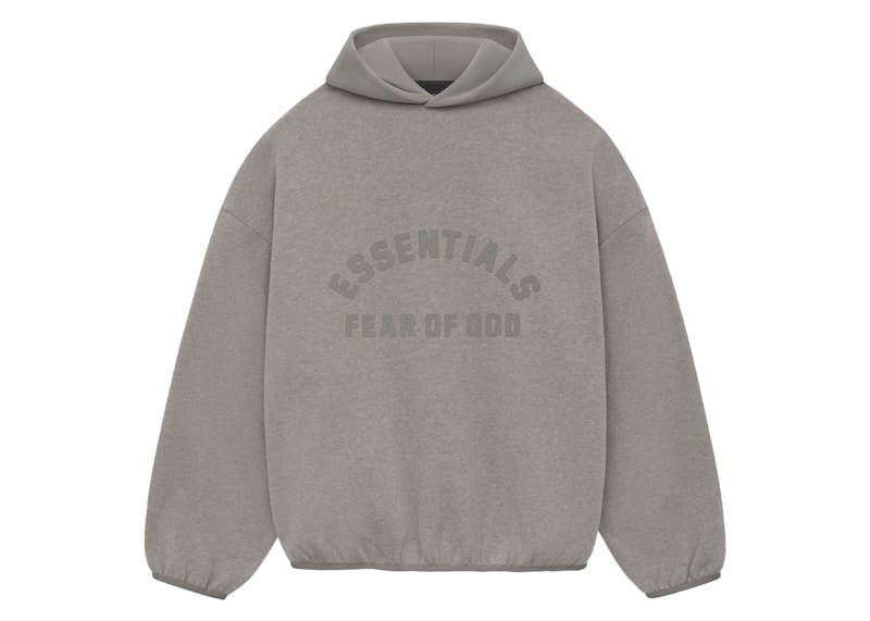 Pre-owned Fear Of God Men's Essentials Core Collection Nylon Fleece Hoodie In Heather Grey/dust In Gray