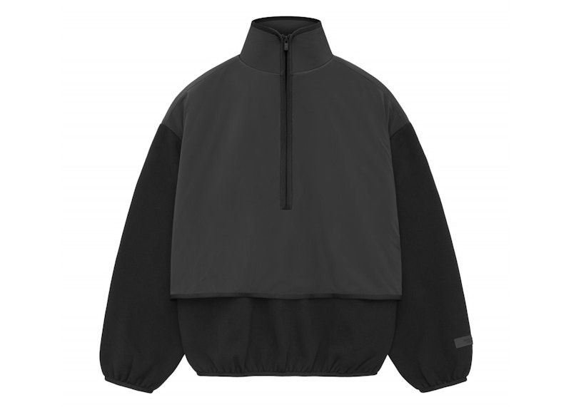 Pre-owned Fear Of God Men's Essentials Core Collection Nylon Fleece Mockneck In Black/ Black