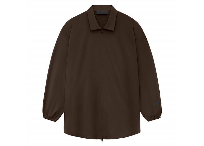 Pre-owned Fear Of God Men's  Essentials Core Collection Nylon Overshirt In Wood