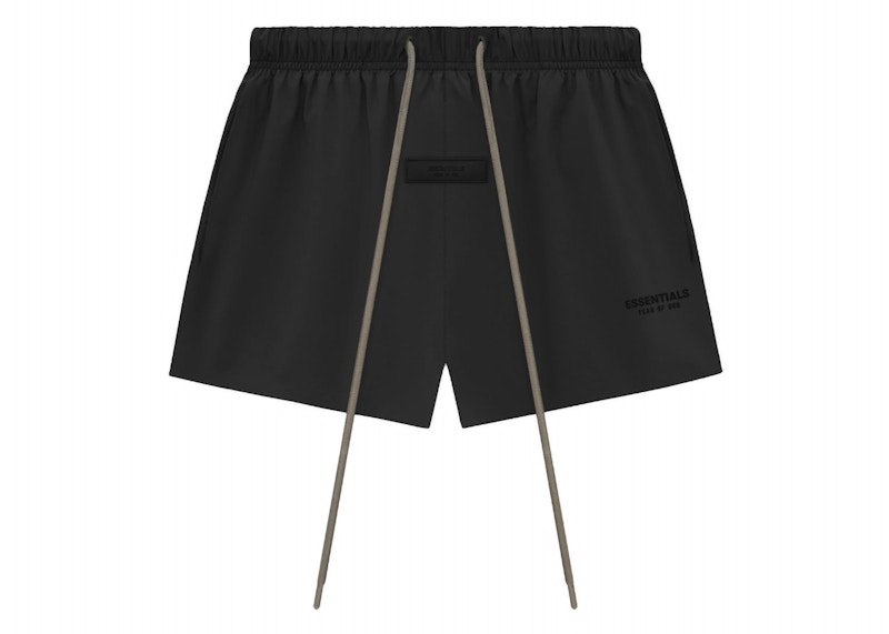 Pre-owned Fear Of God Men's Essentials Core Collection Nylon Running Short In Black