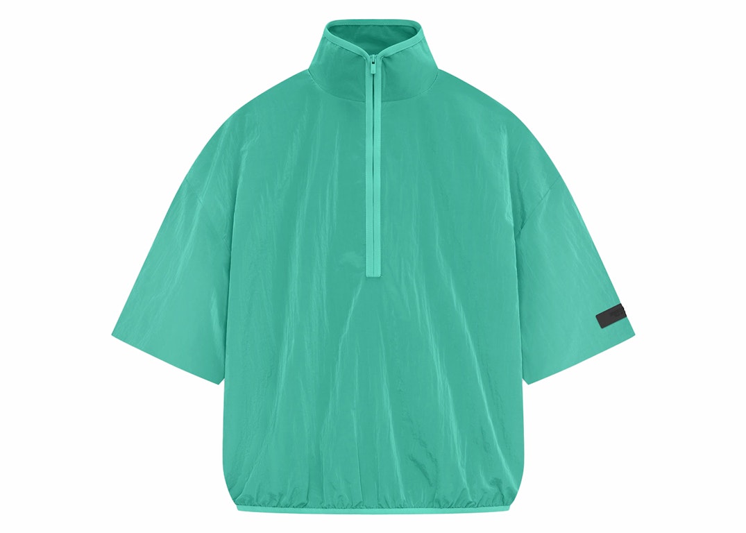 Pre-owned Fear Of God Essentials Crinkle Nylon Halfzip Ss Shirt Mint Leaf