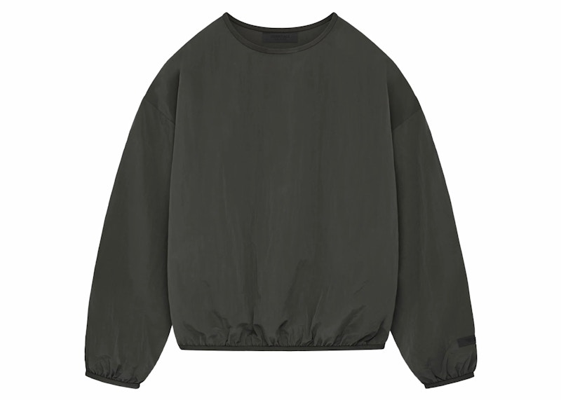Pre-owned Fear Of God Men's Essentials Crle Nylon Pullover Crewneck Sweatshirt In Ink