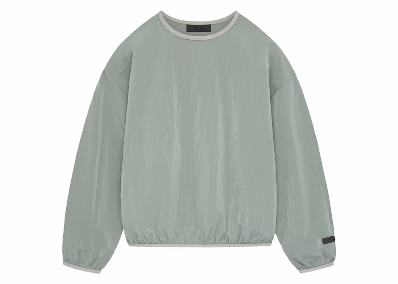 Pre-owned Fear Of God Men's Essentials Crinkle Nylon Pullover Crewneck Sweatshirt In Seal