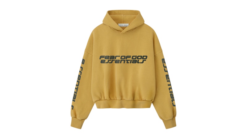 Men's Fear of God Essentials Cropped Relaxed Hoodie in Canyon