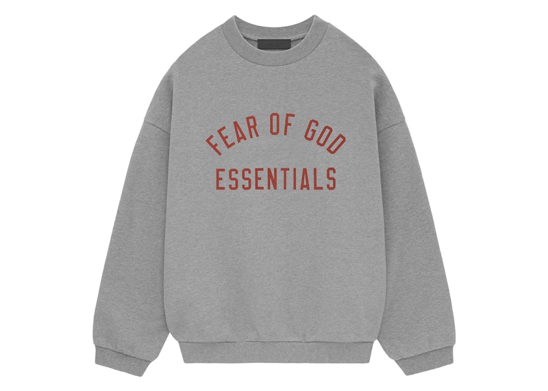Pre-owned Fear Of God Men's Essentials Fleece Crewneck Sweatshirt In Dark Heather