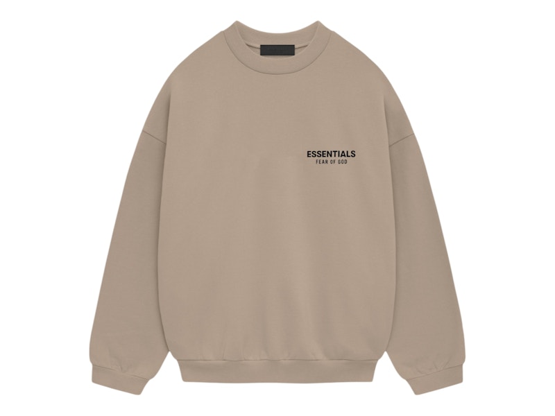 Pre-owned Fear Of God Men's Essentials Fleece Crewneck Sweatshirt In Desert Sand