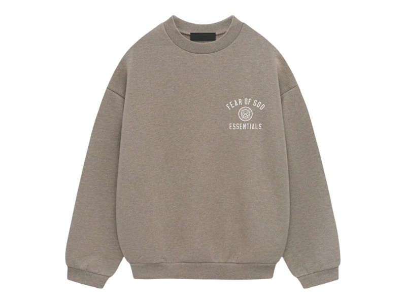 Pre-owned Fear Of God Men's Essentials Fleece Crewneck Sweatshirt In Heather Gray