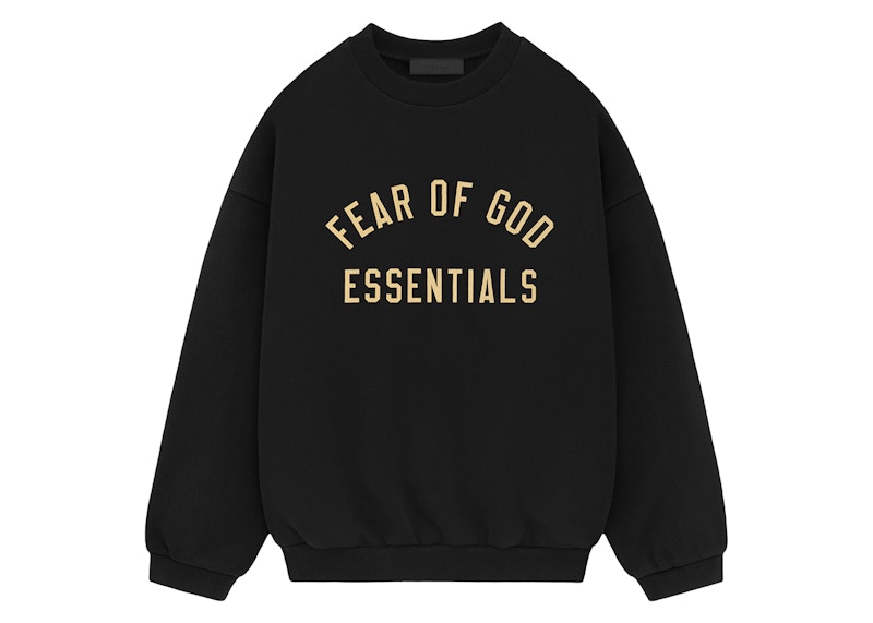 Pre-owned Fear Of God Men's Essentials Fleece Ii Crewneck Sweatshirt In Black