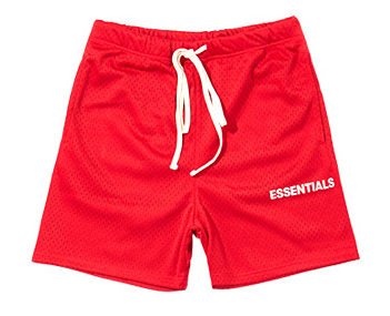FEAR OF GOD Essentials Graphic Mesh Drawstring Shorts Red
