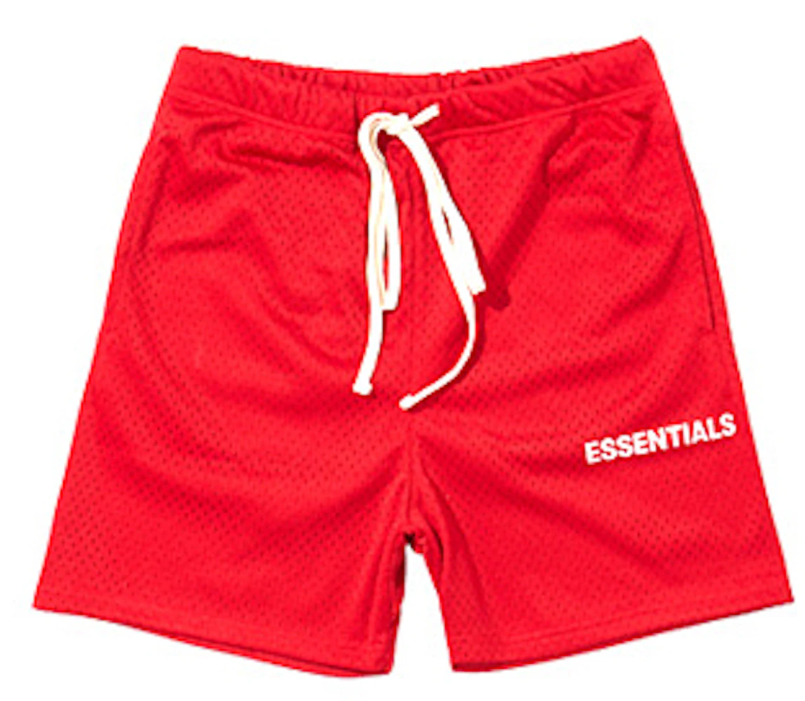 Fear of God Essentials Graphic Mesh Drawstring Shorts Red - FW18 - US