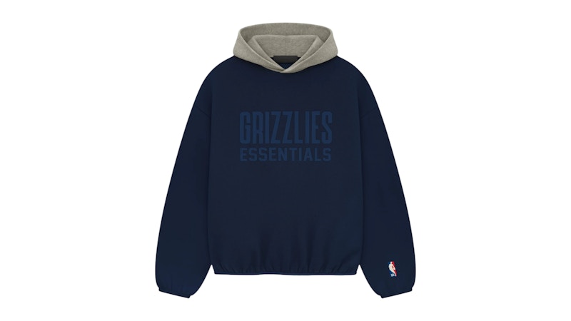 Pre-owned Fear Of God Men's  Essentials Grizzlies Hoodie In Navy Blue