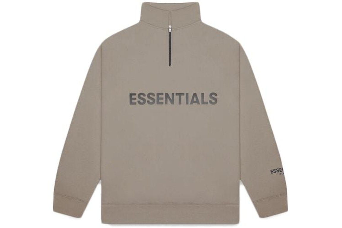 Pre-owned Fear Of God Essentials Half Zip Pullover Sweater Cement