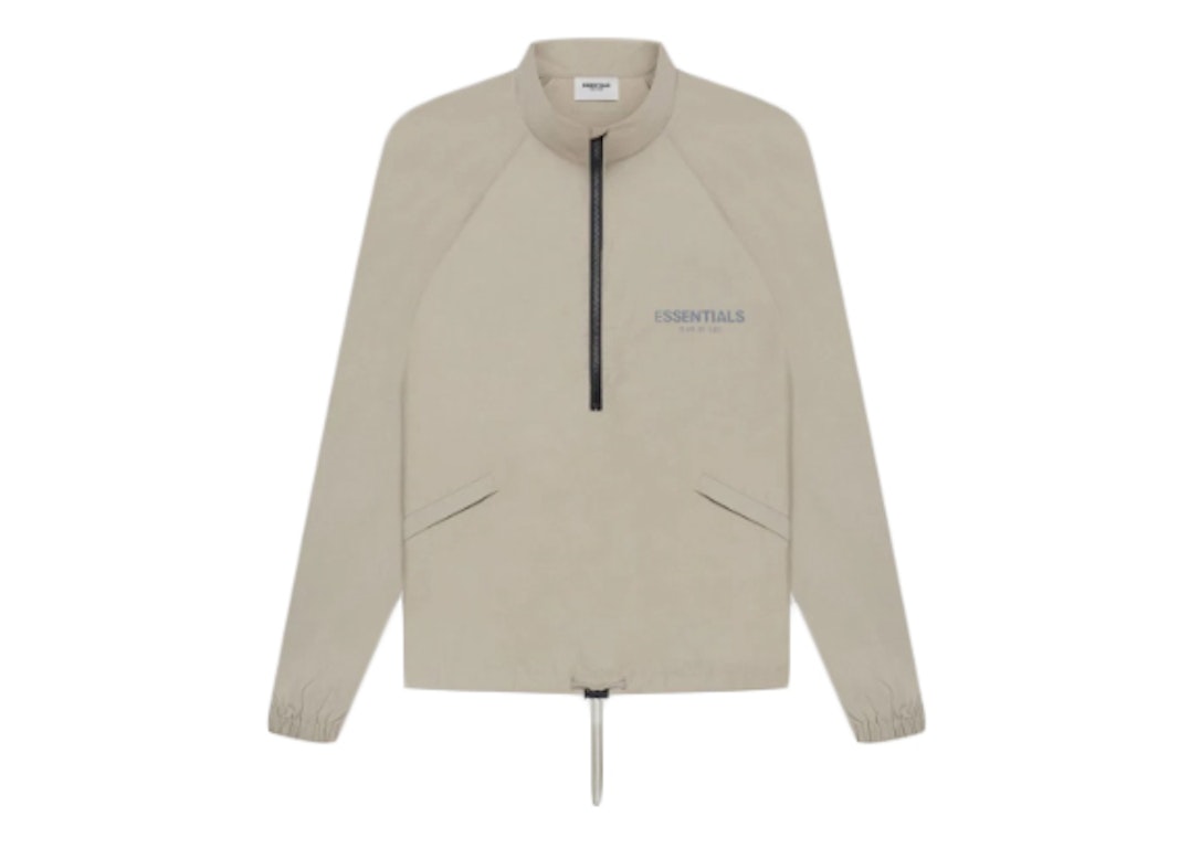 Pre-owned Fear Of God Essentials Half Zip Track Jacket (ss21) Moss